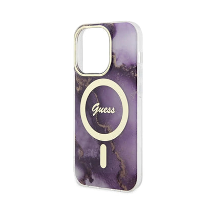 Guess Hülle Golden Marble MagSafe Lila - iPhone 14 Pro