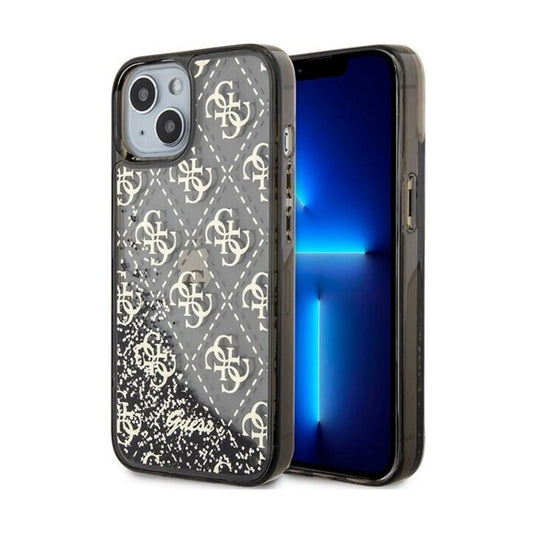 Guess iPhone 14 Hülle, Schwarz – Liquid Glitter Translucent 4G
