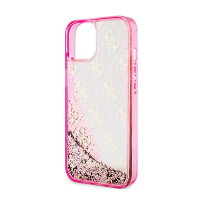 Guess Hülle Liquid Glitter Translucent 4G Rosa - iPhone 14