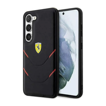 Ferrari Hot Stamp Linien Case, Schwarz – Galaxy S23