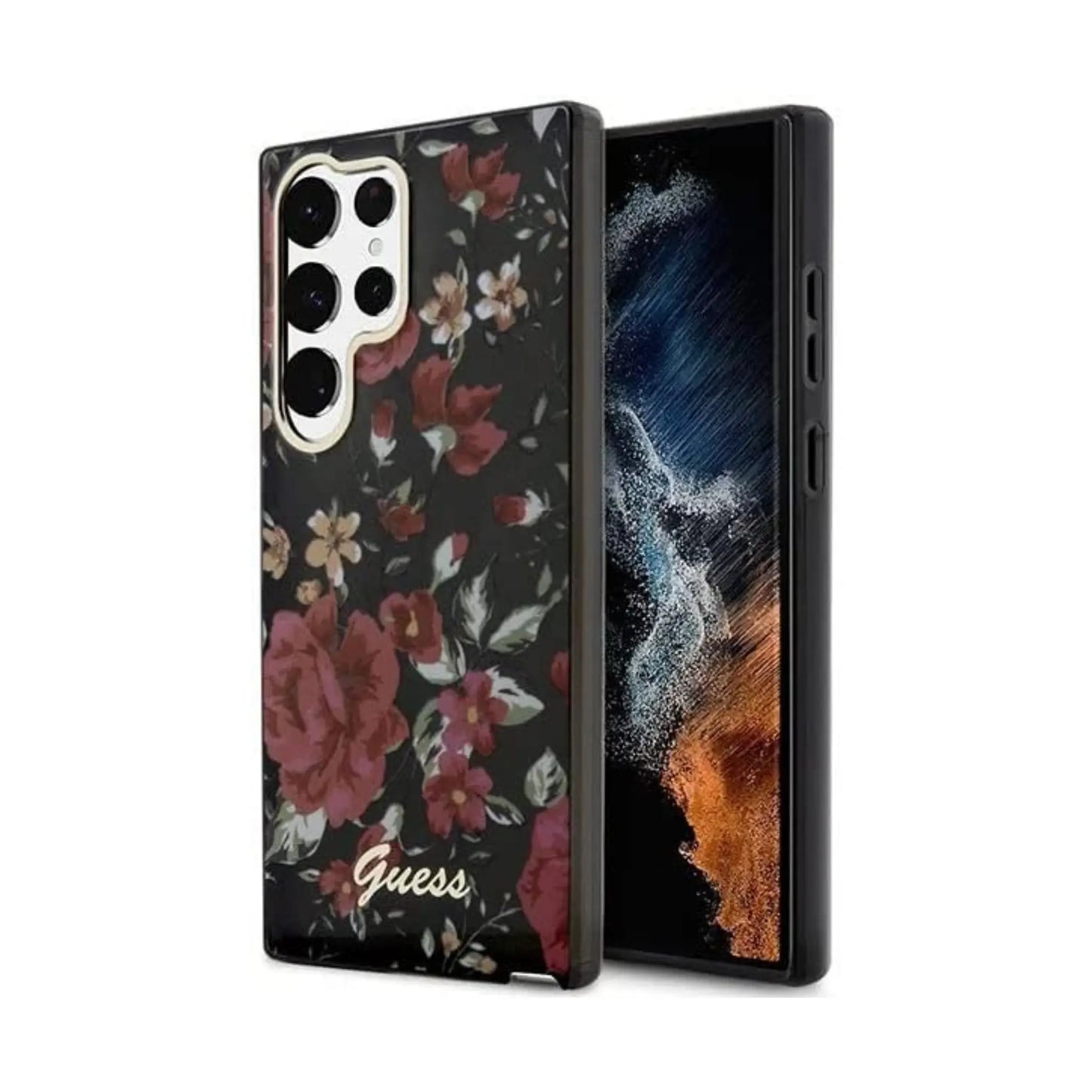 Guess GUHCS23LHCFWSA Hülle Flower Collection Grün Kaki - Galaxy S23 Ultra (S918)