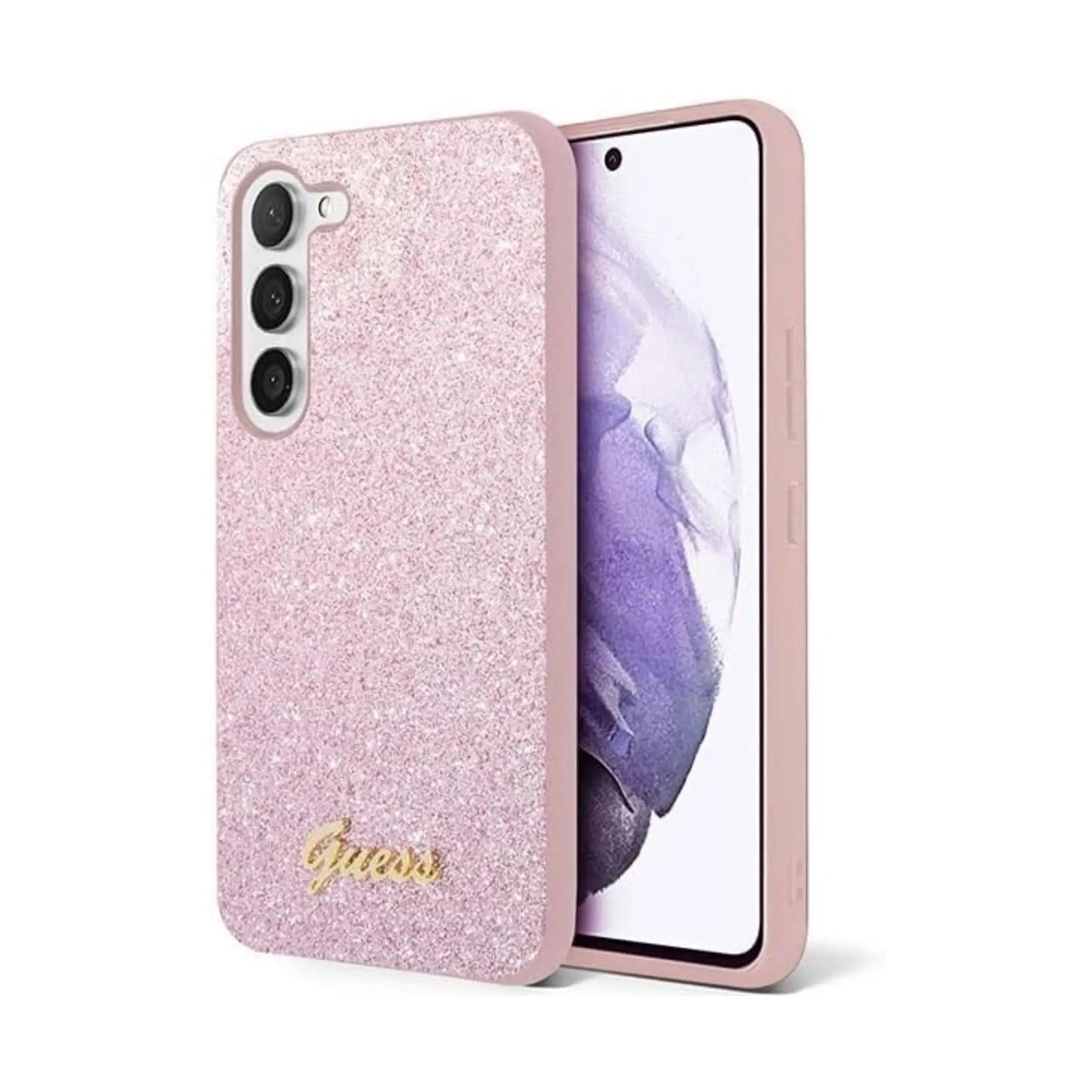 Guess Hülle GUHCS23MHGGSHP Glitter Script Pink – Galaxy S23+