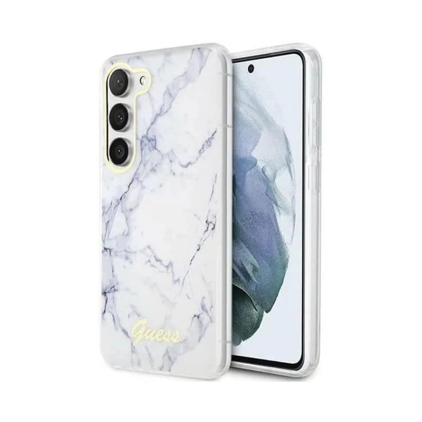 Guess Marble Collection Hülle Weiß – Samsung Galaxy S23 Plus