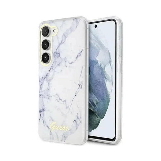 Guess Marble Collection Hülle Weiß – Samsung Galaxy S23 Plus