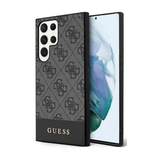 Guess 4G Bottom Stripe Metal Logo Hülle Schwarz – Samsung Galaxy S23 Ultra