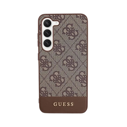 Guess Galaxy S23+ Hülle, Braun – 4G Bottom Stripe Metall Logo