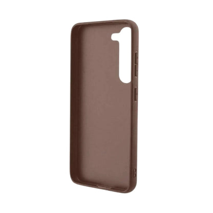 Guess Galaxy S23+ Hülle, Braun – 4G Bottom Stripe Metall Logo