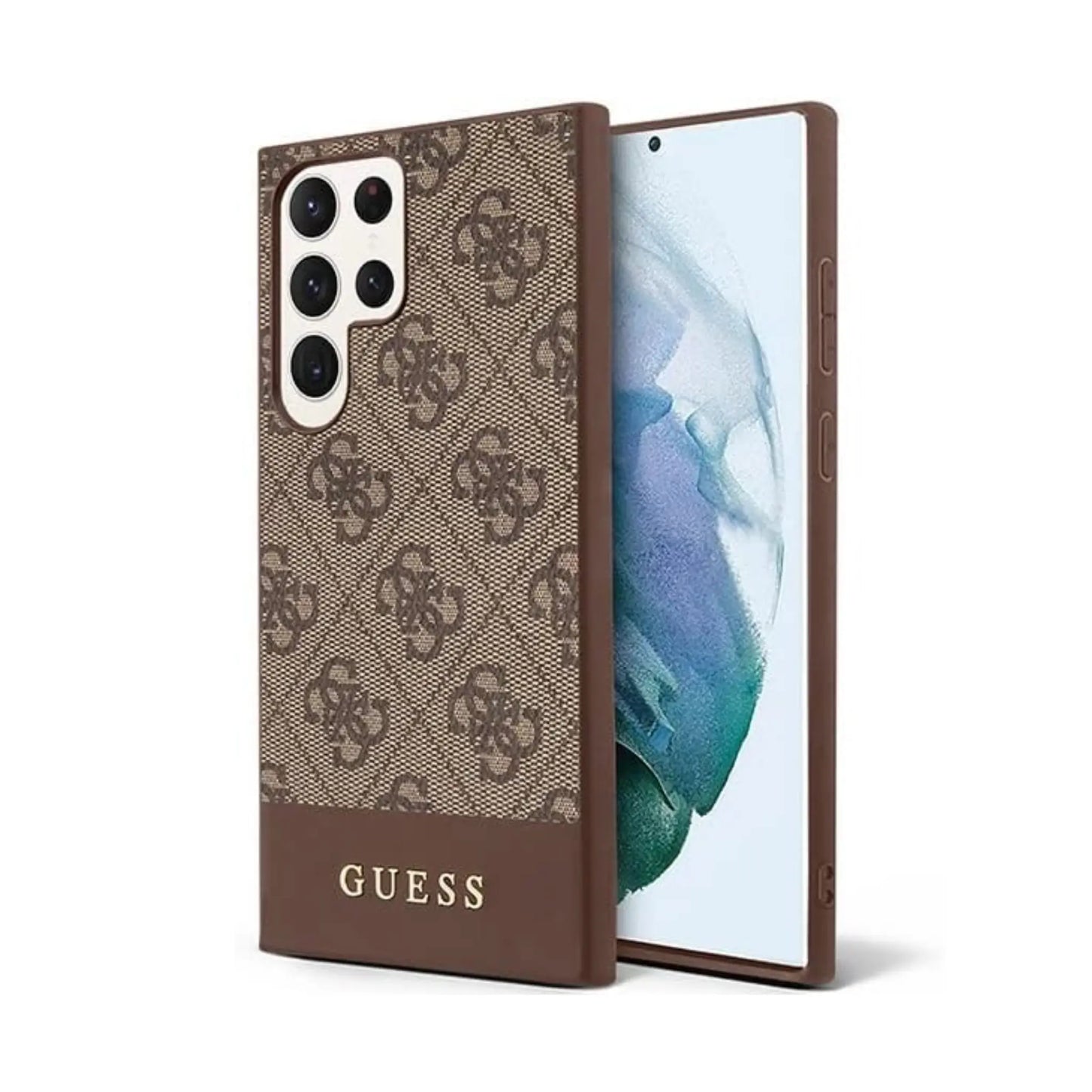 Guess GUHCS23LG4GLBR Hülle 4G Stripe Collection Braun - Galaxy S23 Ultra (S918)