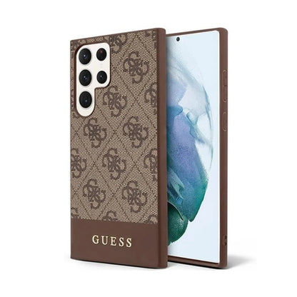 Guess GUHCS23LG4GLBR Hülle 4G Stripe Collection Braun - Galaxy S23 Ultra (S918)