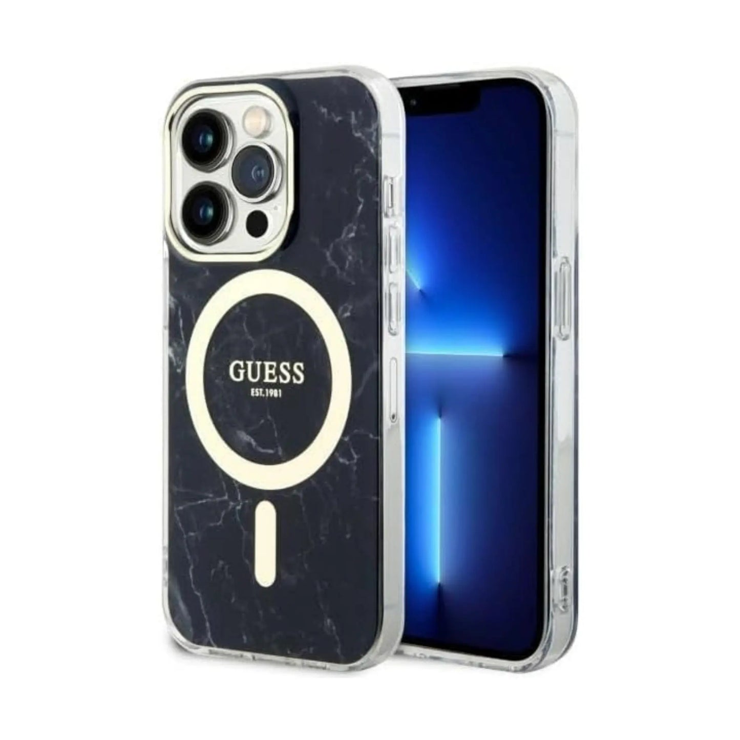 Guess Marble Hülle Schwarz für Magsafe – iPhone 14 Pro Max