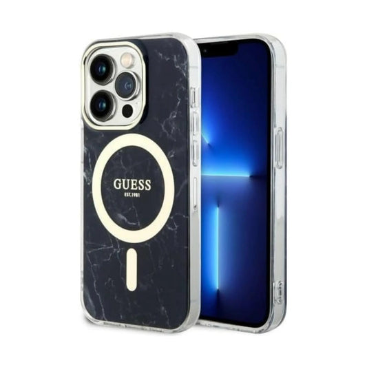 Guess Marble Hülle Schwarz für Magsafe – iPhone 14 Pro Max