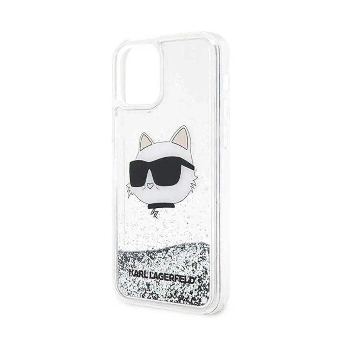 Karl Lagerfeld Liquid Glitter NFT Choupette Head Case, Silber - iPhone 12 / 12 Pro