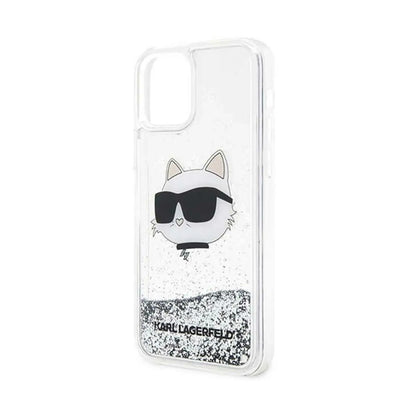 Karl Lagerfeld Liquid Glitter NFT Choupette Head Case, Silber - iPhone 12 / 12 Pro