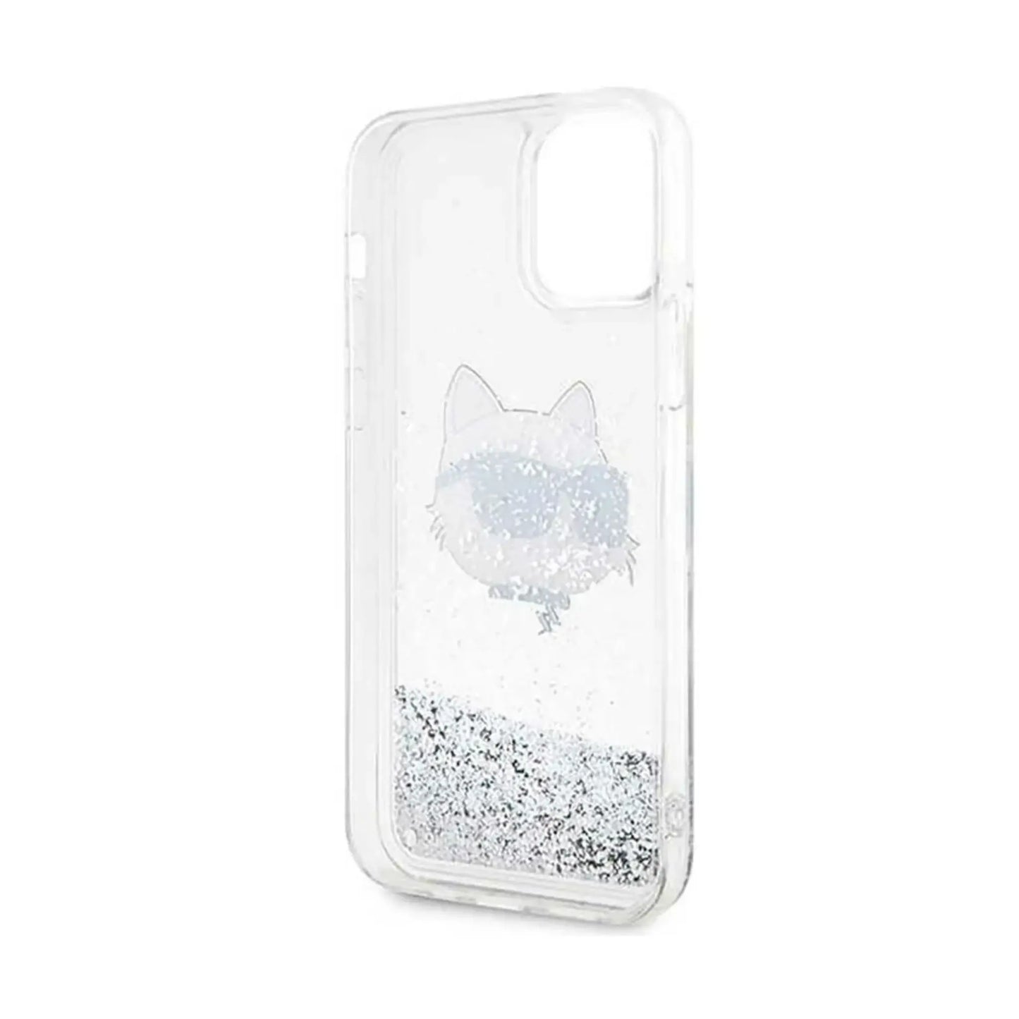 Karl Lagerfeld Liquid Glitter NFT Choupette Head Case, Silber - iPhone 12 / 12 Pro