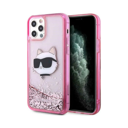 Karl Lagerfeld Liquid Glitter NFT Choupette Head Case, Pink - iPhone 12 / 12 Pro