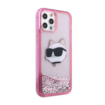 Karl Lagerfeld Liquid Glitter NFT Choupette Head Case, Pink - iPhone 12 / 12 Pro