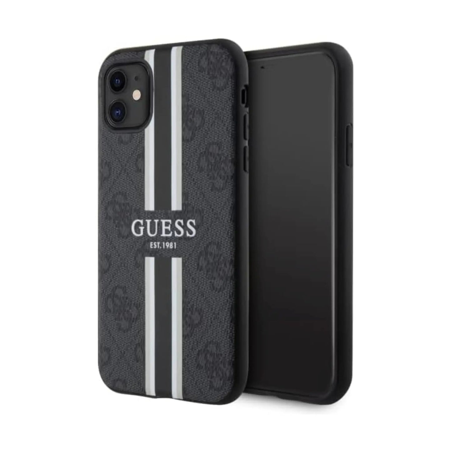 Guess GUHMN61P4RPSK Hülle 4G Stripe Für Magsafe Schwarz - iPhone 11 / XR
