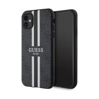 Guess GUHMN61P4RPSK Hülle 4G Stripe Für Magsafe Schwarz - iPhone 11 / XR