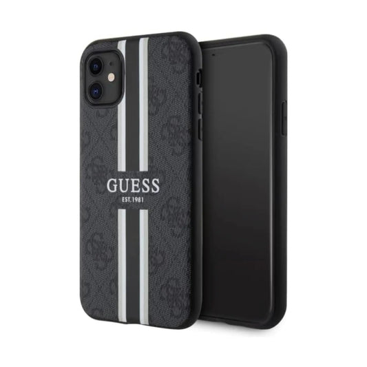 Guess GUHMN61P4RPSK Hülle 4G Stripe Für Magsafe Schwarz - iPhone 11 / XR