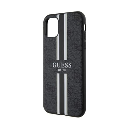 Guess GUHMN61P4RPSK Hülle 4G Stripe Für Magsafe Schwarz - iPhone 11 / XR