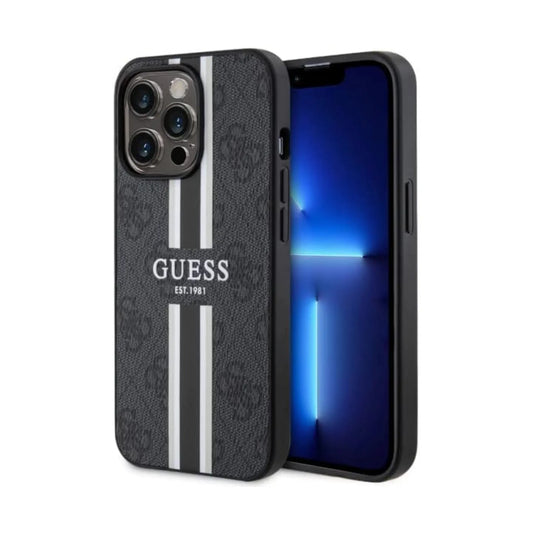 Guess Hülle 4G Printed Stripes MagSafe Schwarz - iPhone 13 Pro Max