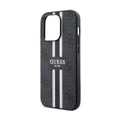 Guess Hülle 4G Printed Stripes MagSafe Schwarz - iPhone 14 Pro