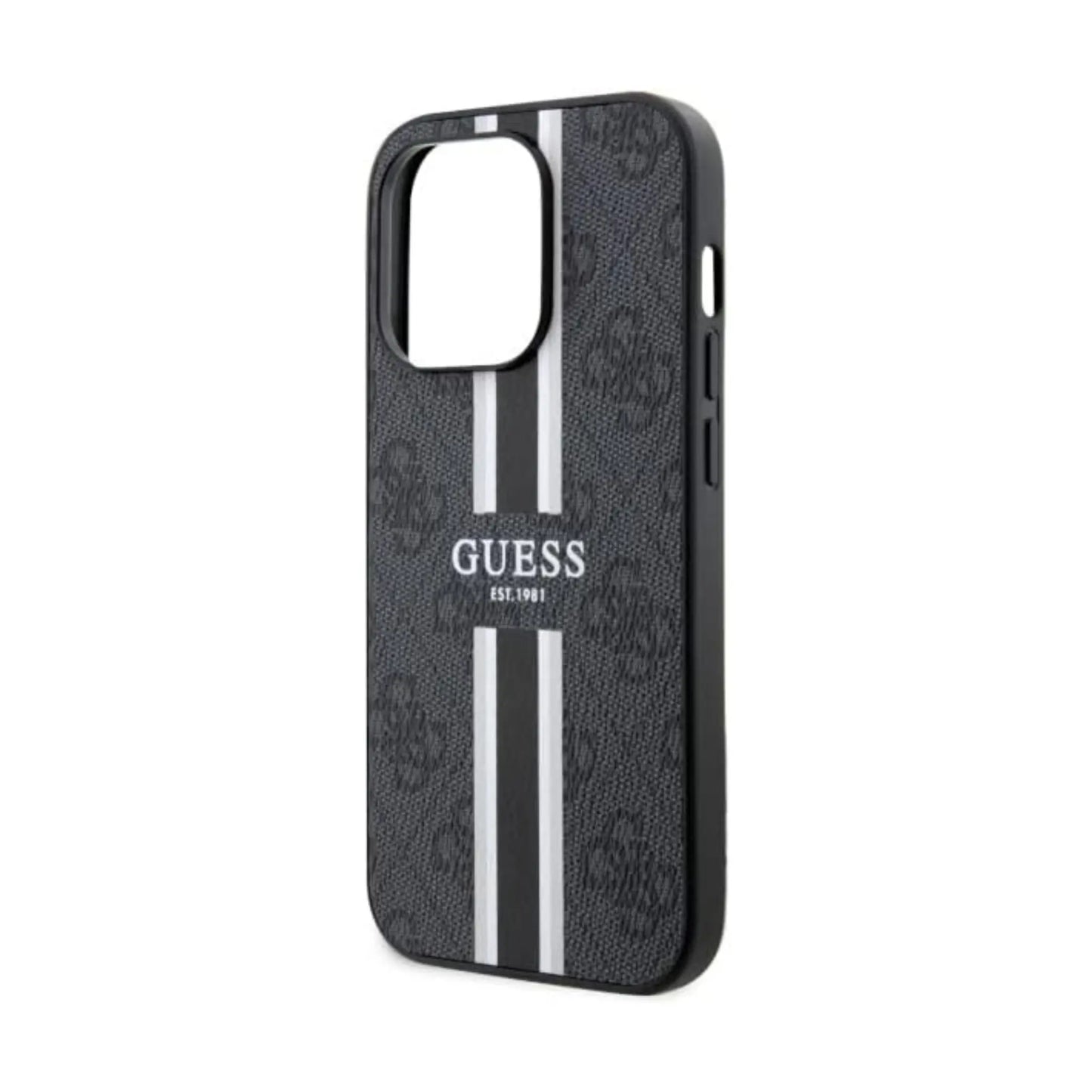 Guess Hülle 4G Printed Stripes MagSafe Schwarz - iPhone 14 Pro Max