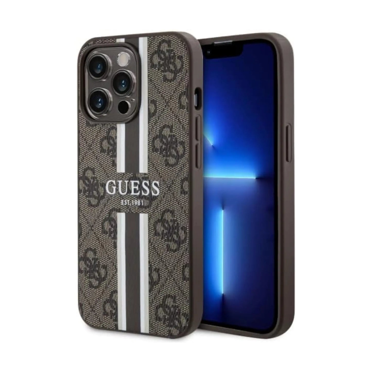 Guess Hülle 4G Printed Stripes MagSafe Braun - iPhone 13 Pro