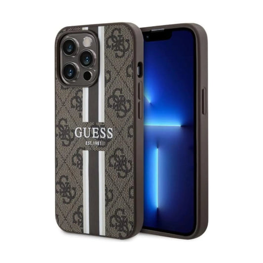 Guess Hülle 4G Printed Stripes MagSafe Braun - iPhone 13 Pro