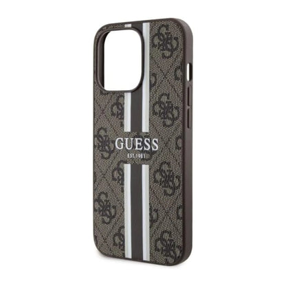 Guess Hülle 4G Printed Stripes MagSafe Braun - iPhone 13 Pro