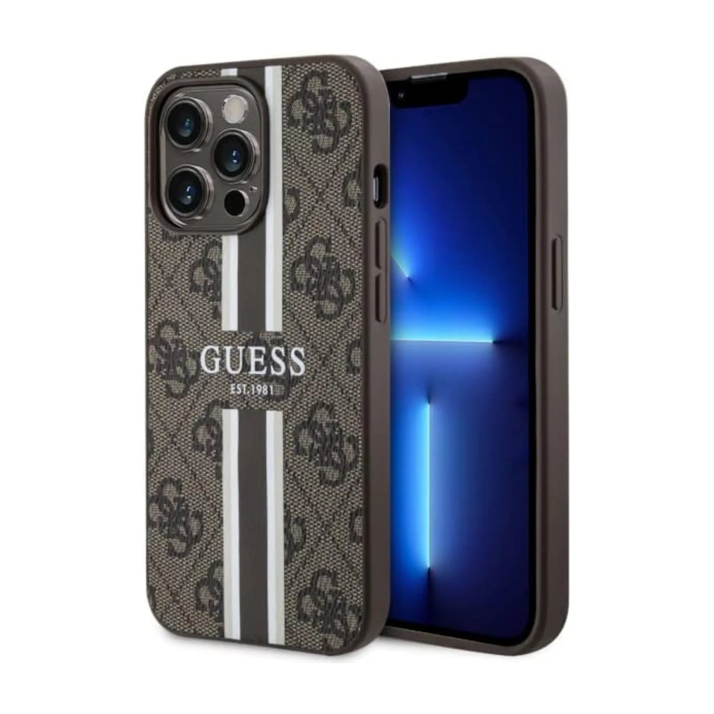 Guess 4G Printed Stripes MagSafe Case, Braun – iPhone 13 Pro Max