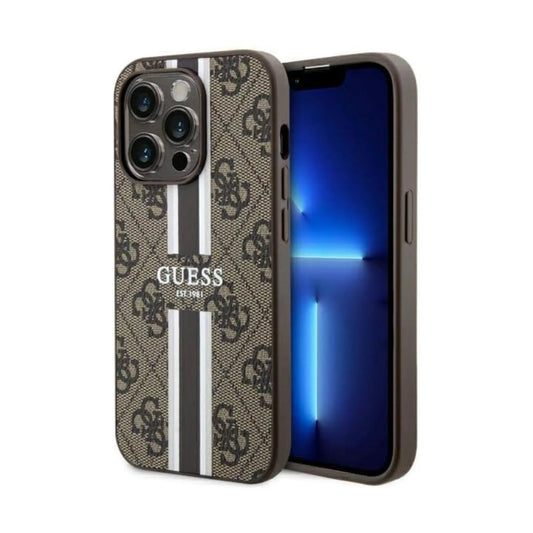 Guess Hülle 4G Stripe Für Magsafe Braun - iPhone 14 Pro
