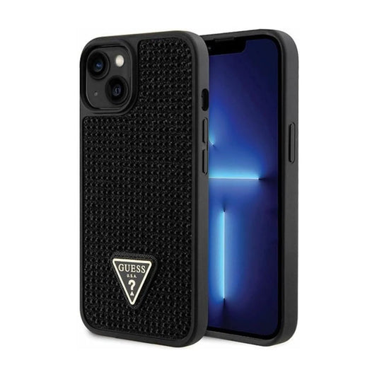 Guess GUHCP14MHDGTPK Rhinestone Triangle Logo Case, Schwarz – iPhone 14 Plus