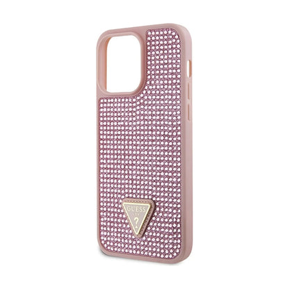Guess Hülle Triangle Metal Logo Strass Rosa – iPhone 14 Pro Max