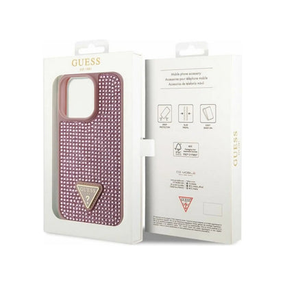 Guess Hülle Triangle Metal Logo Strass Rosa – iPhone 14 Pro Max
