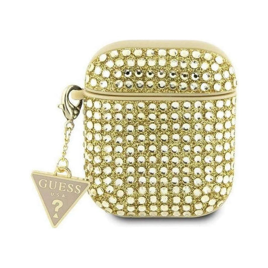 Guess Rhinestone Triangle Charm Case, Gold – AirPods 1/2