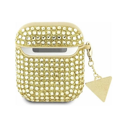 Guess Rhinestone Triangle Charm Case, Gold – AirPods 1/2