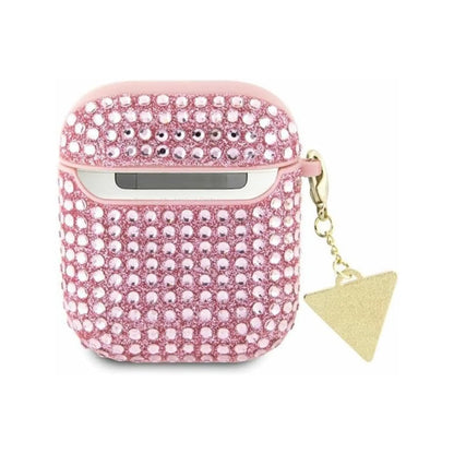 Guess GUA2HDGTPP Rhinestone Triangle Charm Case, Rosa – AirPods 1/2