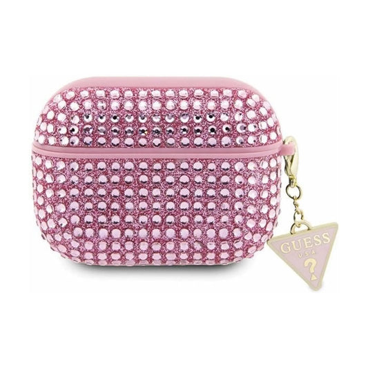 Guess Rhinestone Triangle Charm Case, Pink – AirPods 3