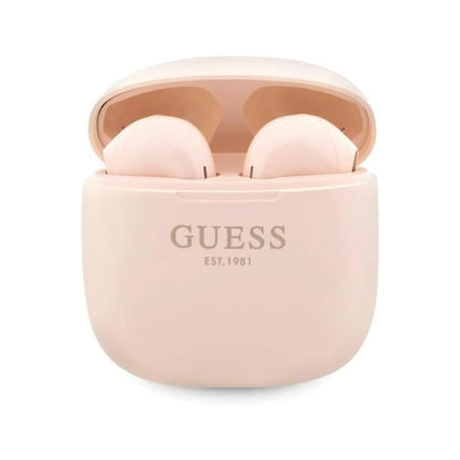 Guess Script Logo TWS Kopfhörer BT5.3 mit Ladeetui - Rosa