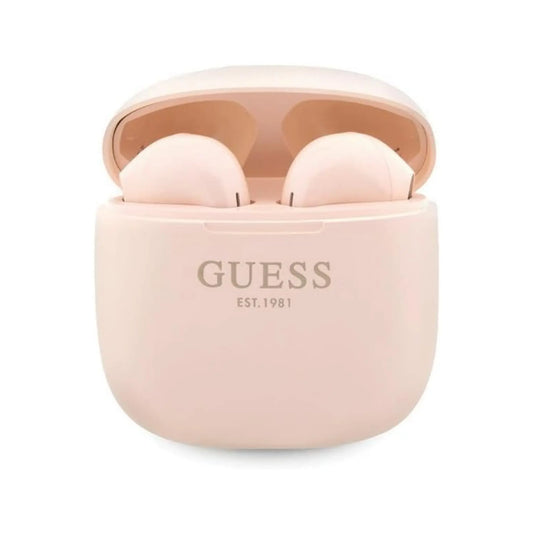 Guess Script Logo TWS Kopfhörer BT5.3 mit Ladeetui - Rosa