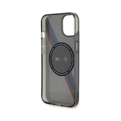 BMW iPhone 14 Hülle BMHMP14SHDTK, Grau – Tricolor Stripes MagSafe