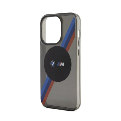 BMW iPhone 14 Pro Hülle, Grau – Tricolor Stripes MagSafe