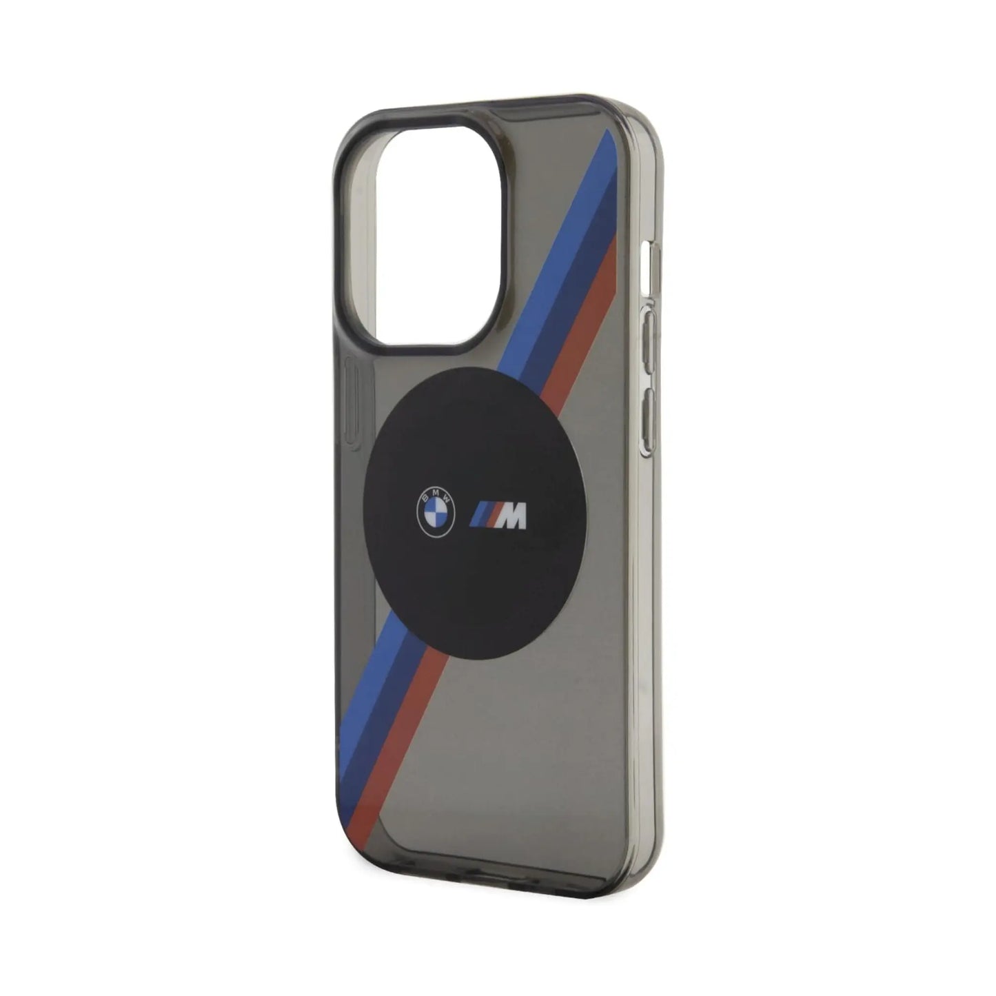 BMW iPhone 14 Pro Max Hülle, Grau – Tricolor Stripes MagSafe