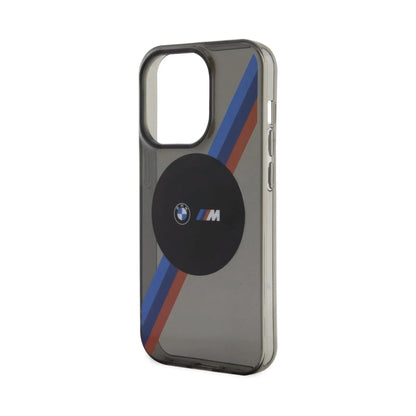 BMW iPhone 14 Pro Max Hülle, Grau – Tricolor Stripes MagSafe