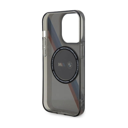 BMW iPhone 14 Pro Max Hülle, Grau – Tricolor Stripes MagSafe