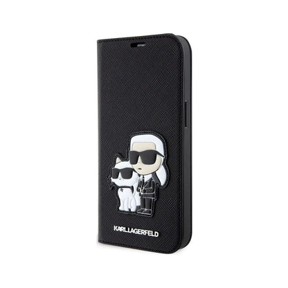 Karl Lagerfeld Booktype Saffiano Karl & Choupette, Schwarz - iPhone 14