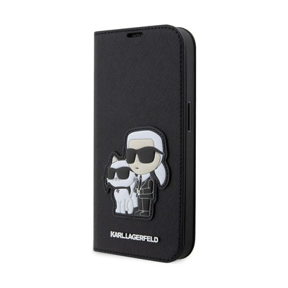 Karl Lagerfeld Hülle Booktype NFT Saffiano Karl & Choupette Schwarz – iPhone 14 Pro