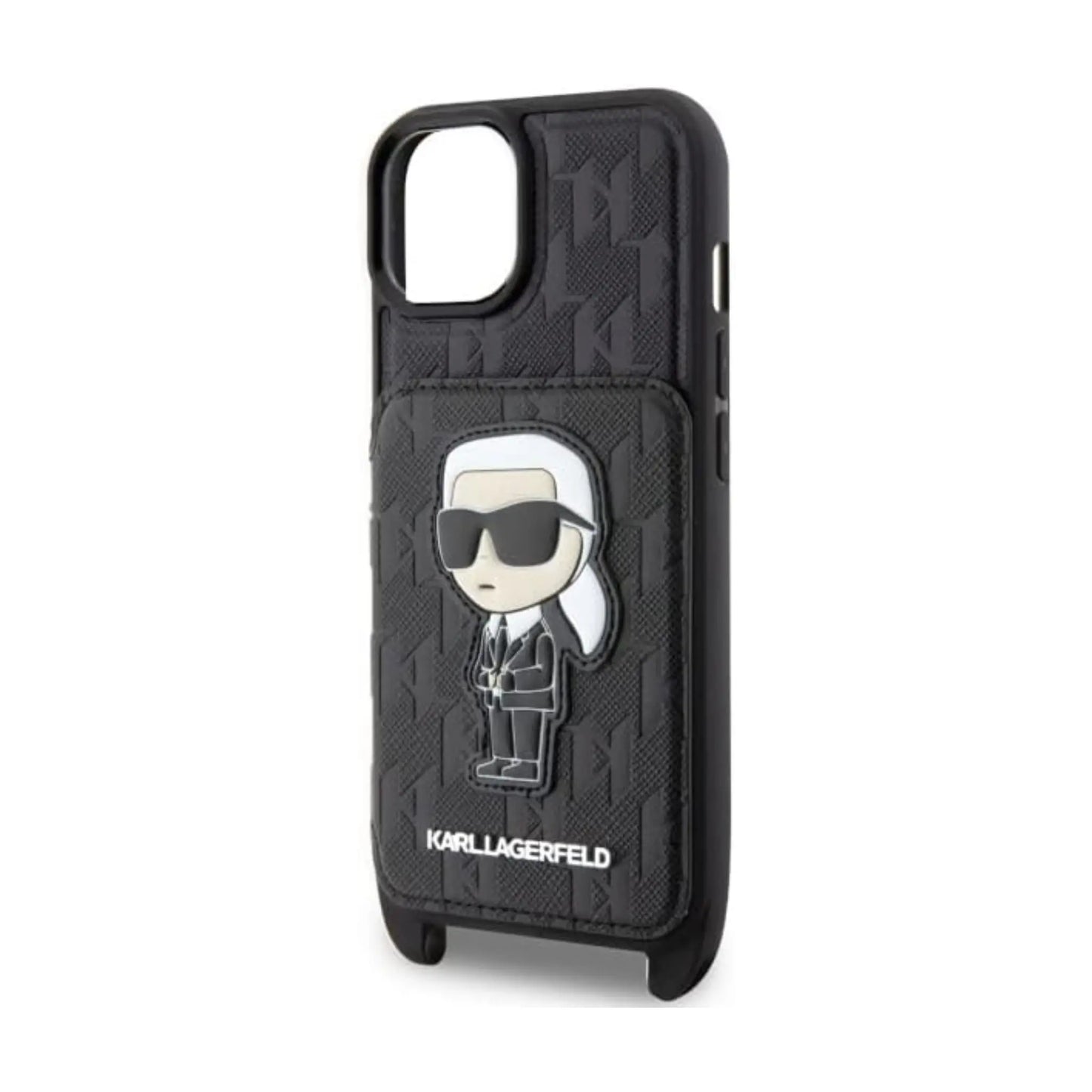 Karl Lagerfeld Hülle KLHCP14SCSAKHPKK Saffiano Monogram Crossbody Schwarz – iPhone 14