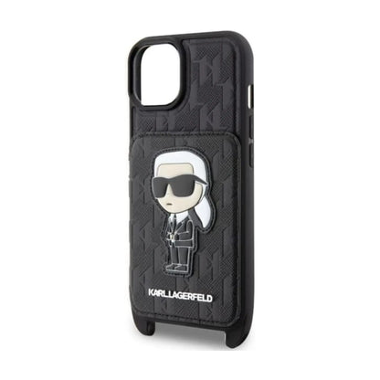 Karl Lagerfeld Hülle KLHCP14SCSAKHPKK Saffiano Monogram Crossbody Schwarz – iPhone 14